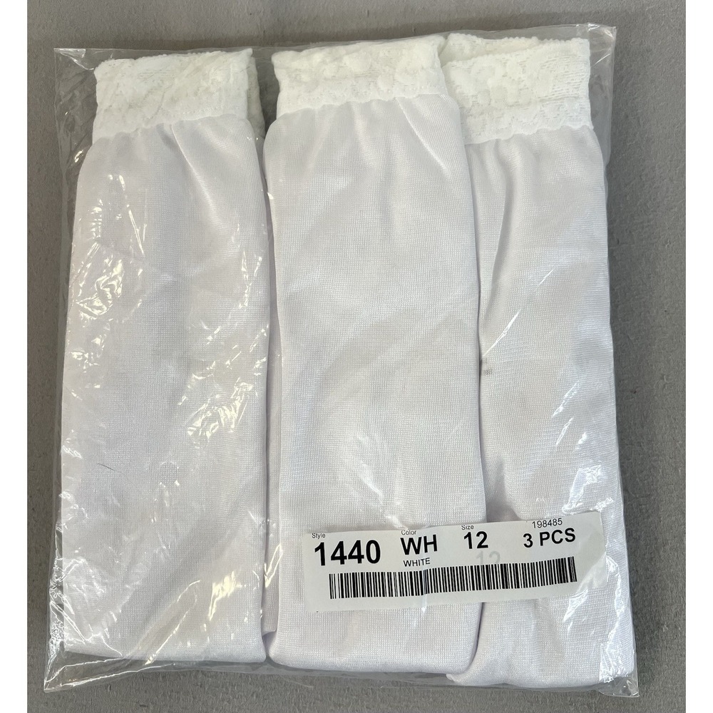 National 3 Pack White Size 12 Full Coverage Nylon Panties Cotton Gusset New